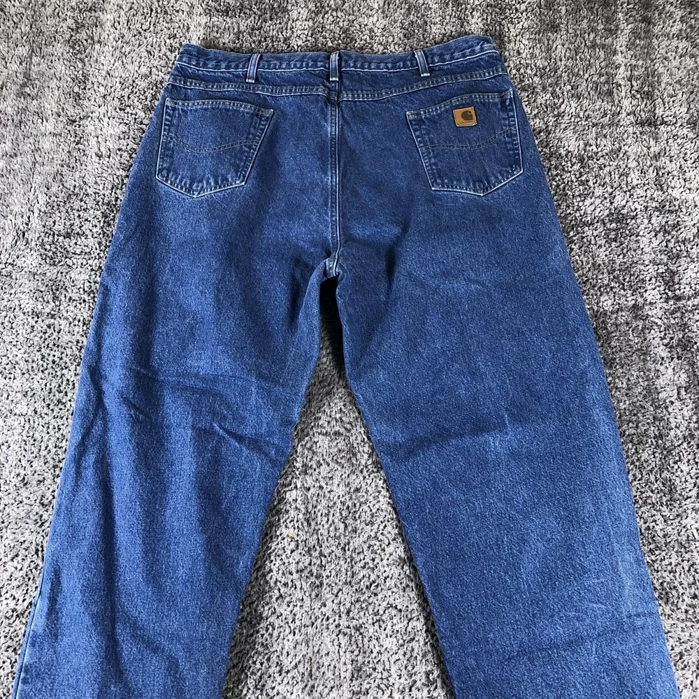 Carhartt B172 DST Jeans Mens 42x36 Blue Med Wash‎ Relaxed Flannel Lined Workwear